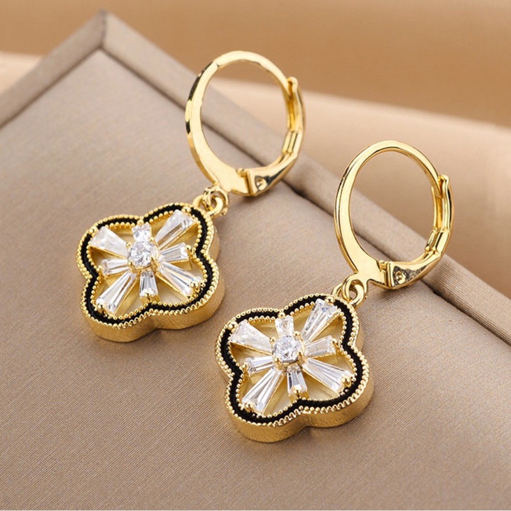 Gold and Silver Floral Earrings